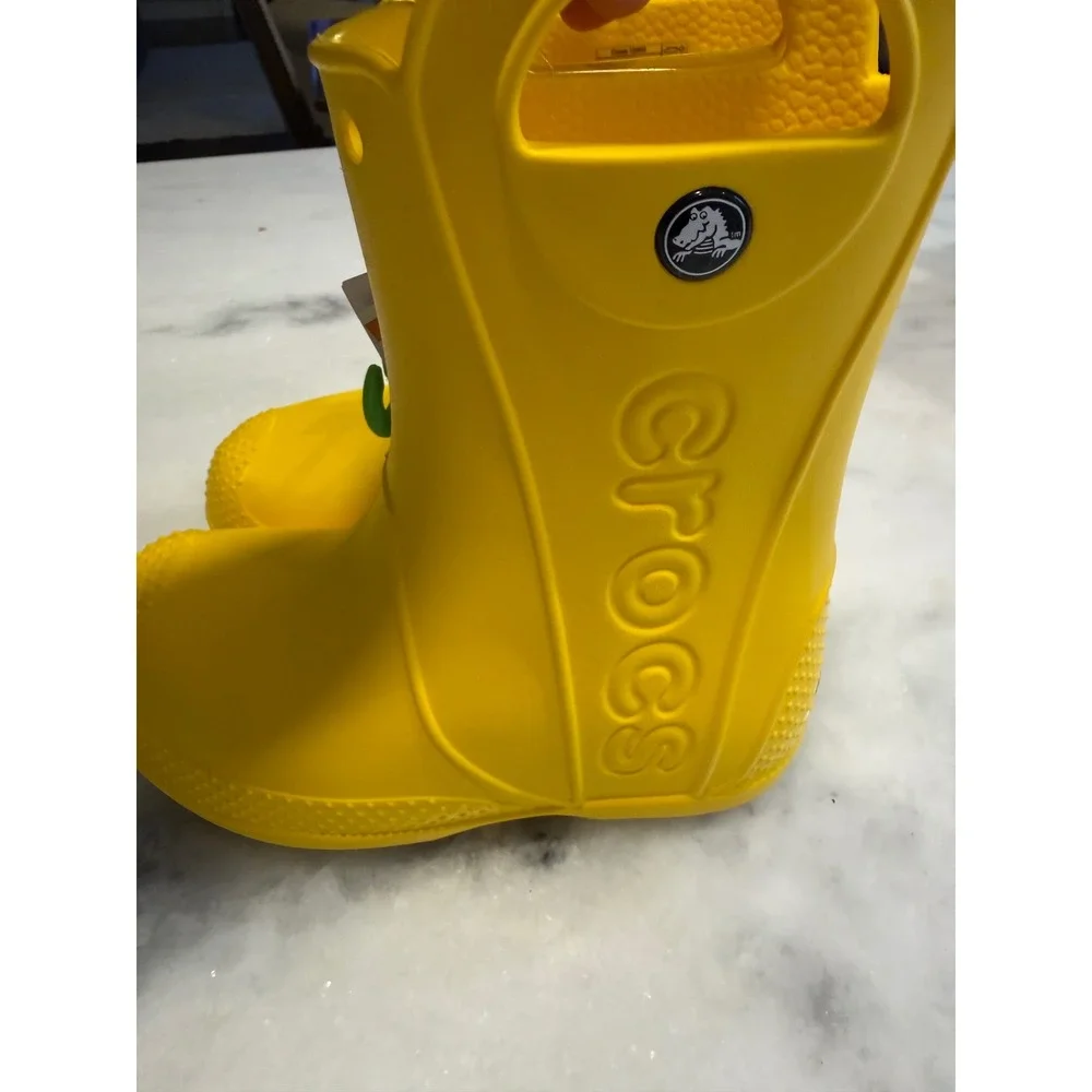 Crocs Handle It Rain Boot Kids Size C11 Yellow Waterproof Pull On 12803 New